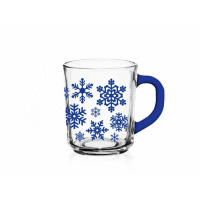 Šálka sklo 220ml,modrá- vz.vločky GLASMARK