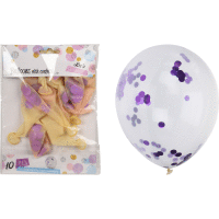 Transparentný balón s konfetami, 10ks