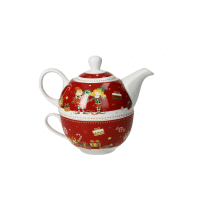 Porcelánový čajník so šálkou Elfomagia červený