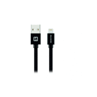 Dátový kábel textile USB / lightning 1.2M čierny SWISSTEN