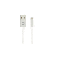 Dátový kábel textile USB / lightning 1.2M strieborný SWISSTEN