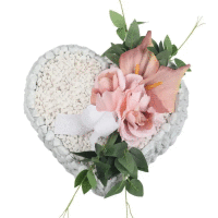 Aranžmán betón srdce ruža, kála 27x26cm