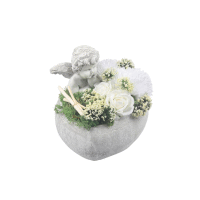 Aranžmán črepník srdce s anjelom 20x19cm