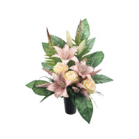 Kytica na hrob - ľalia, ruže a doplnky 48x55cm