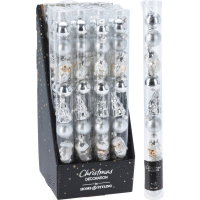 Set vianočných gúľ 3cm 9ks/bal SILVER