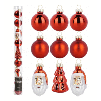 Set vianočných gúľ 3cm 9ks/bal RED