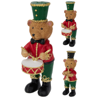 Dekorácia Macko s bubnami/trúbkou 17,5cm 2 druhy