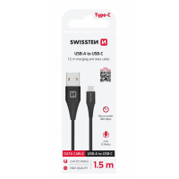 Detail - Dátový kábel USB / USB-C 1.5M (7mm) čierny SWISSTEN Dátový kábel USB / USB-C 1.5M (7mm) čierny SWISSTEN