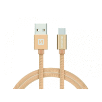 Detail - Dátový kábel textile USB / USB-C 1.2 M zlatý SWISSTEN Dátový kábel textile USB / USB-C 1.2 M zlatý SWISSTEN