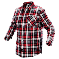 Flanelová košeľa; červeno- sivo- biela mriežka; veľkosť L NEO TOOLS