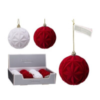 Detail - Vianočná guľa 8cm FLOCK 2 druhy biela/červená Vianočná guľa 8cm FLOCK 2 druhy biela/červená