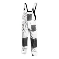 Monterkové nohavice s náprsenkou a trakmi, biele  L/52 NEO TOOLS