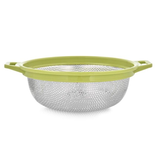 Detail Cedník nerezový s dvoma úchytmi zelený 24cm DOMOTTI