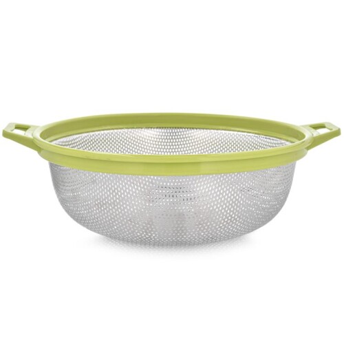 Detail Cedník nerezový s dvoma úchytmi zelený 30cm DOMOTTI